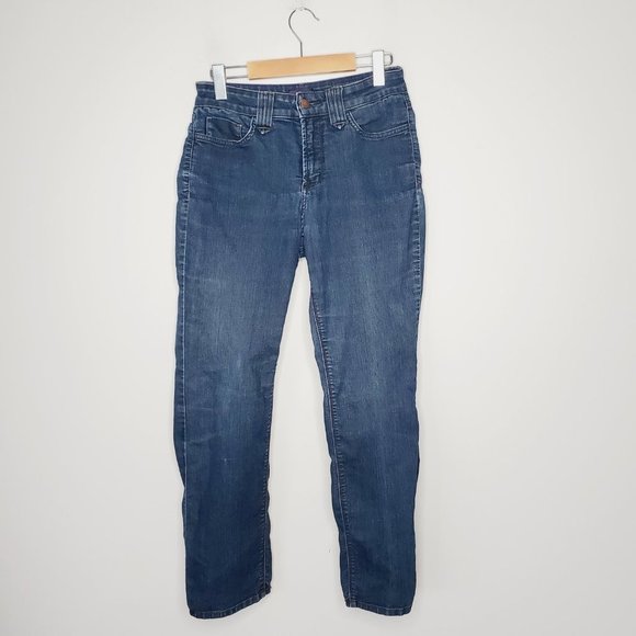 NYDJ Blue Classic Straight Leg Mid Rise Jeans - Picture 3 of 12